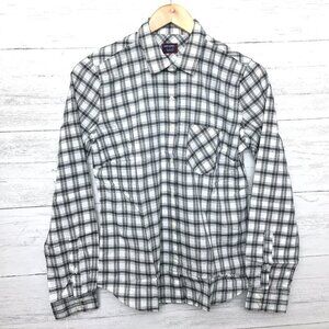 New UNTUCKit Women's Black & White Plaid Shirt Marina Button Up Long Sleeves 16